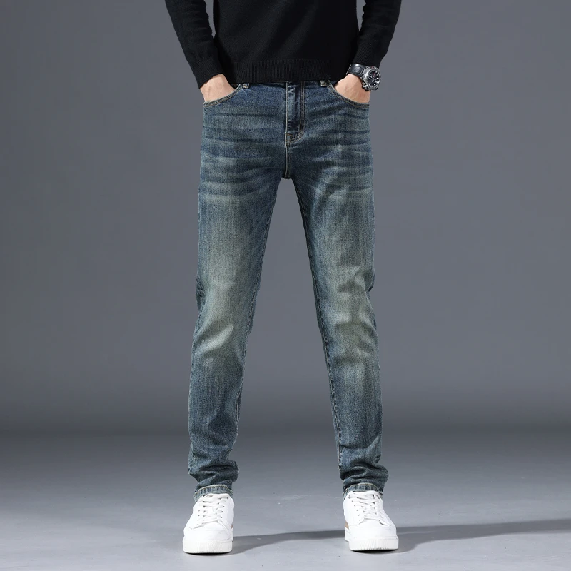 BOTEMER/比提米尔男士宽松牛仔裤直筒时尚休闲百搭秋冬弹力牛仔裤