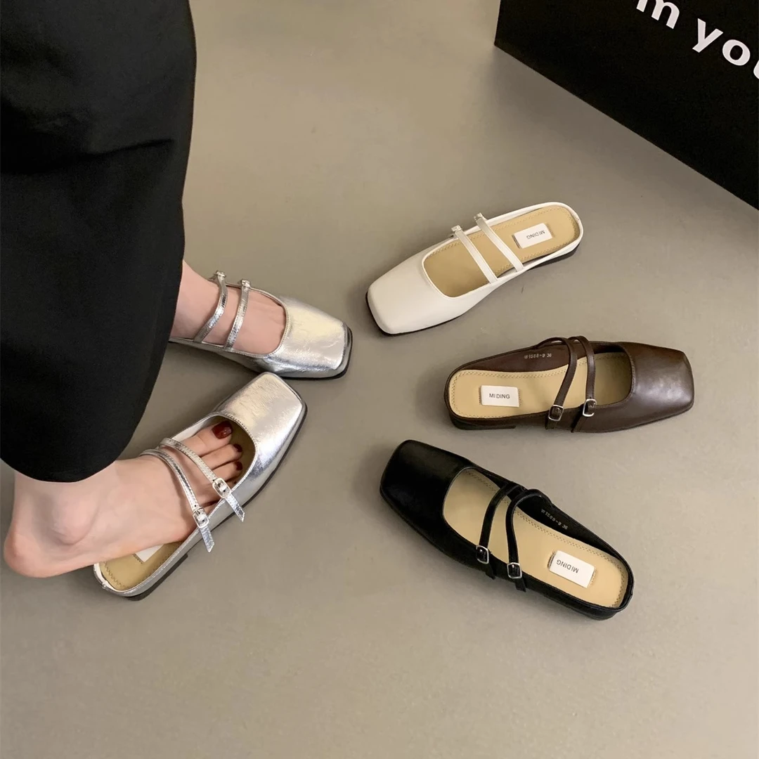 凉鞋夏季软底百搭夏法式方头女鞋子时尚温柔低跟设计感小众外穿