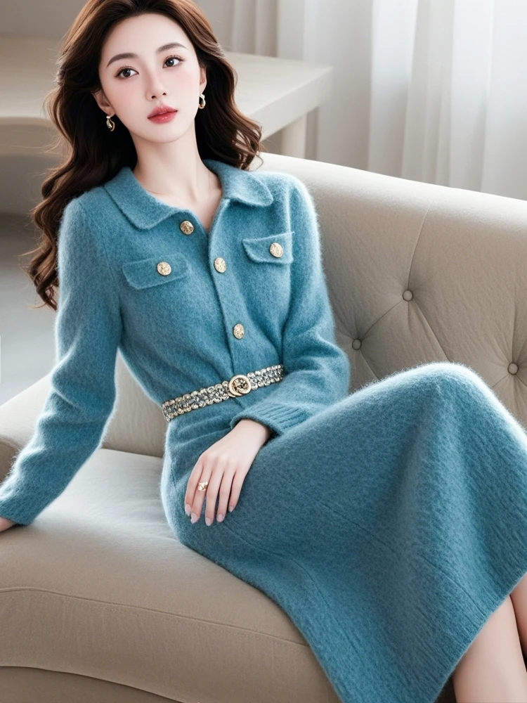 【BY】冬装法式高端精致气质名媛高级感端庄大气洋气减龄针织连衣裙