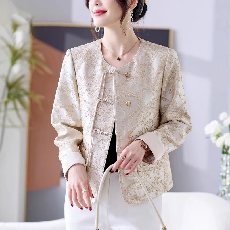 贵夫人品牌上衣洋气高端中年女士春秋装穿搭中老年妈妈新中式外套