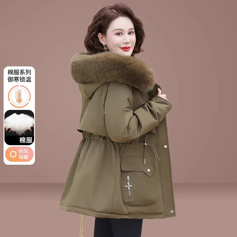 中年妈妈冬装派克服棉袄外套40岁50中老年女秋冬加绒加厚羽绒棉服