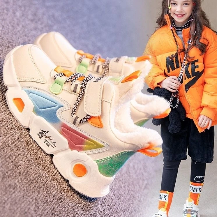 【品牌】女童鞋大棉鞋运动鞋子冬季新款儿童老爹加绒加厚大童保暖鞋