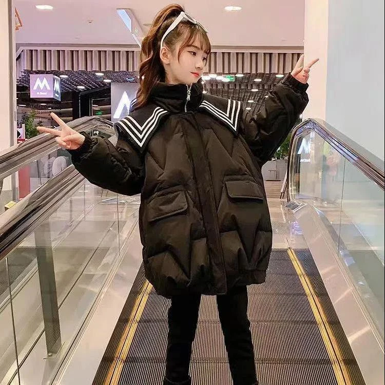 【品牌】2023冬季爆款韩版女童防寒服儿童加厚外套中长棉衣新款棉袄
