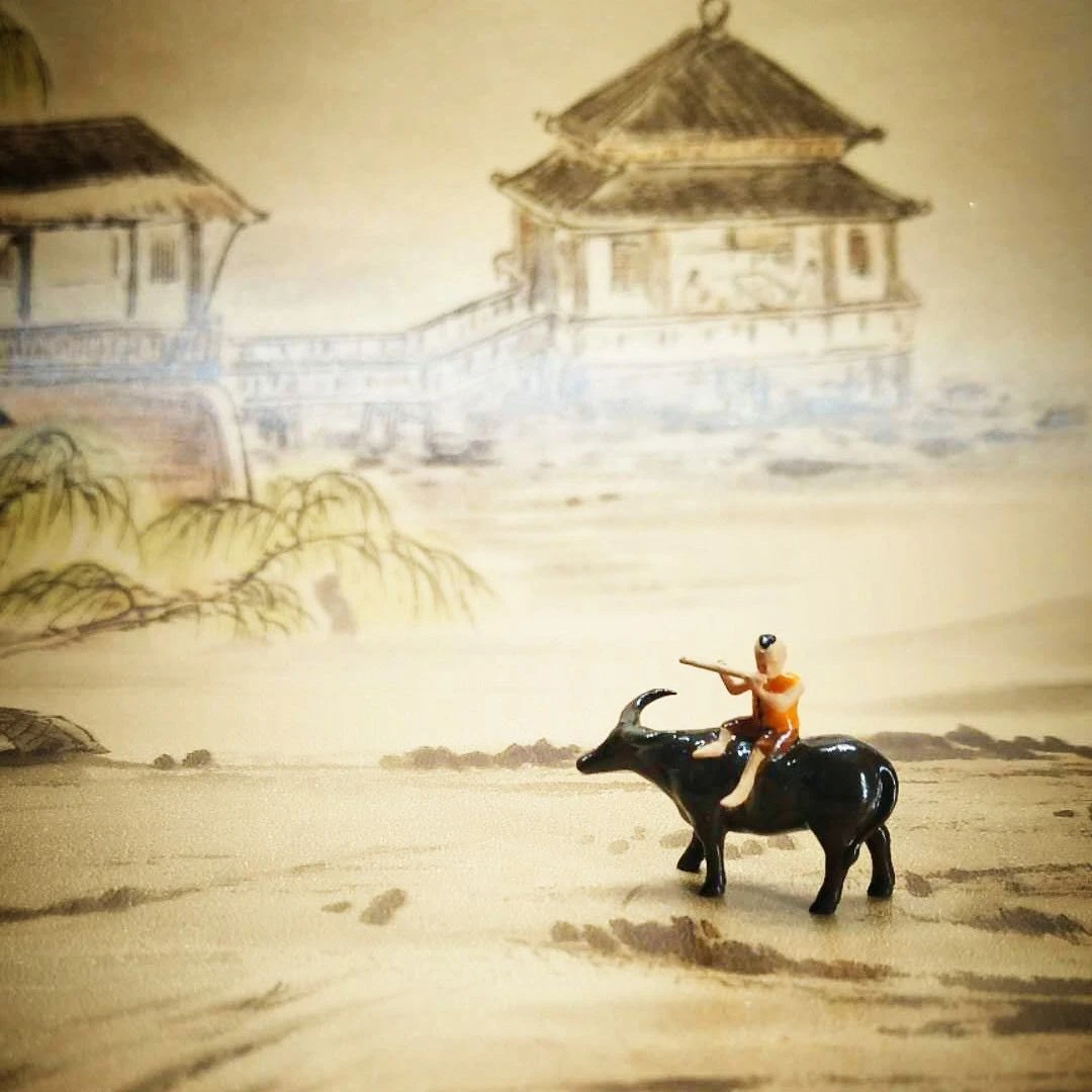 牧童骑牛——树脂人物小摆件奇石假山置景鱼缸造景微景观