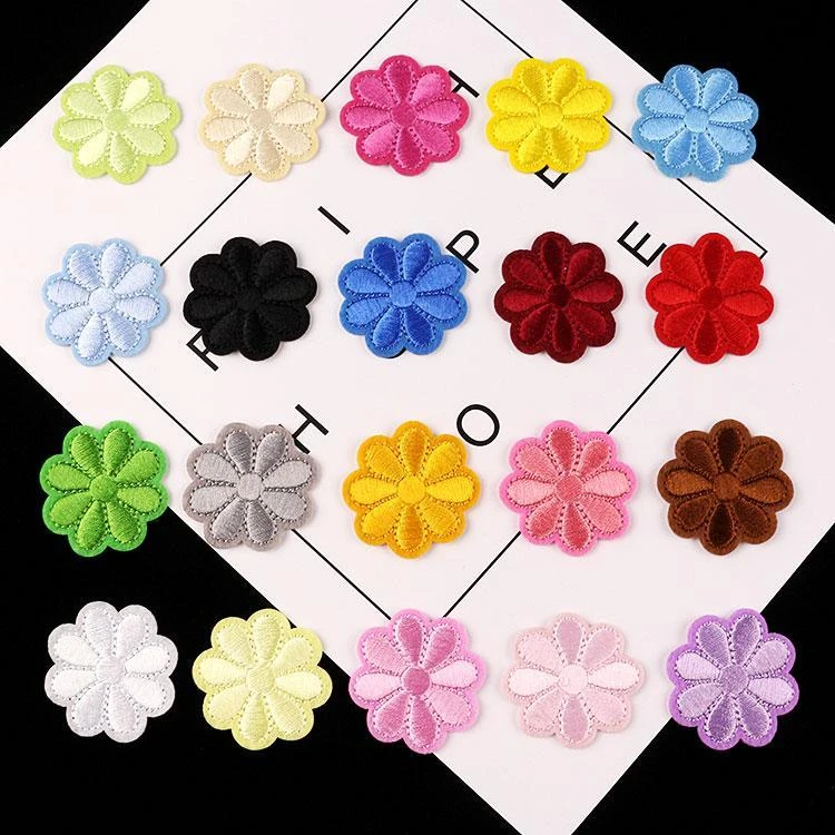 彩色多色太阳花diy刺绣补丁布贴衣服裤子破洞修补洞贴装饰花布贴