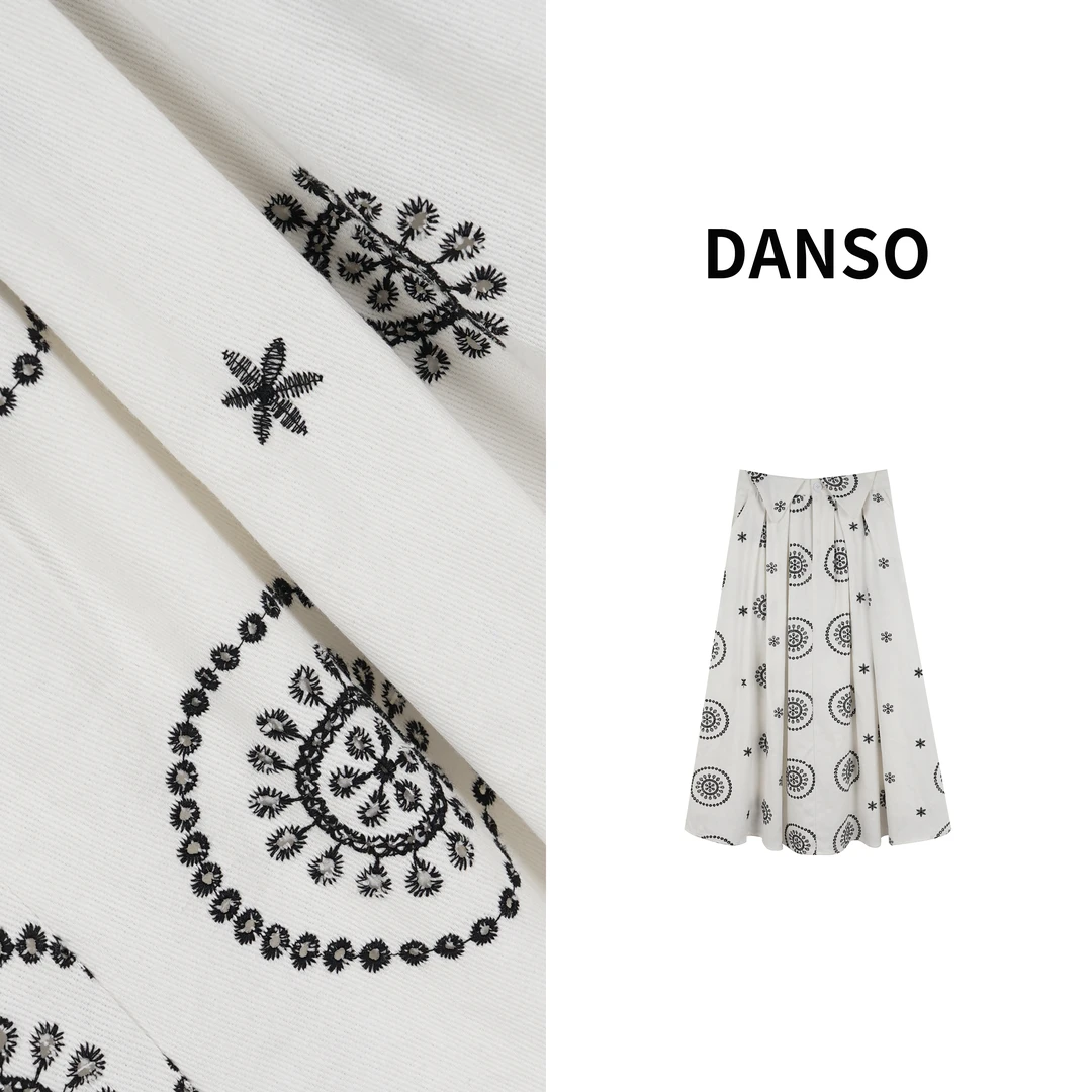 DANSO【雪花裙】玉美华夏季小众设计师款织花通勤半身裙AD0016