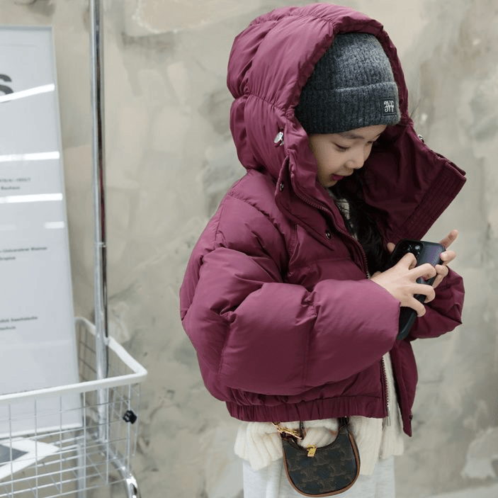 女童棉服2024冬装新款儿童洋气短款棉衣加厚面包保暖乌梅