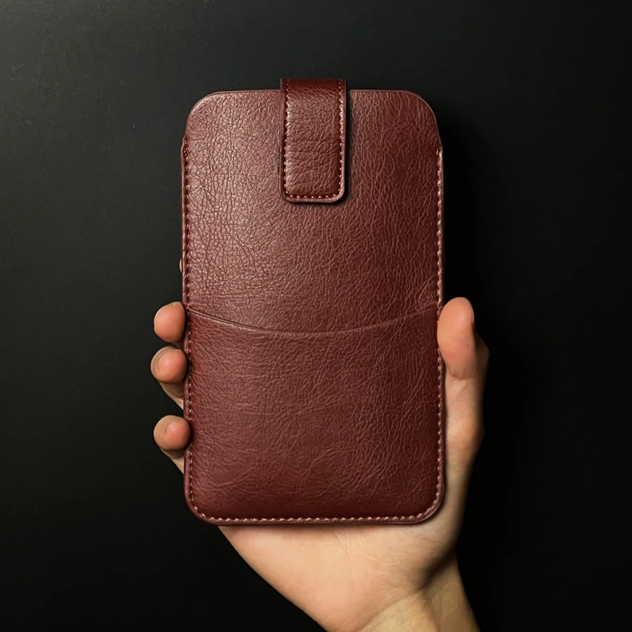 薄款腰包爸爸通用手机包单层穿皮带挂腰带男士皮套腰间干活工地