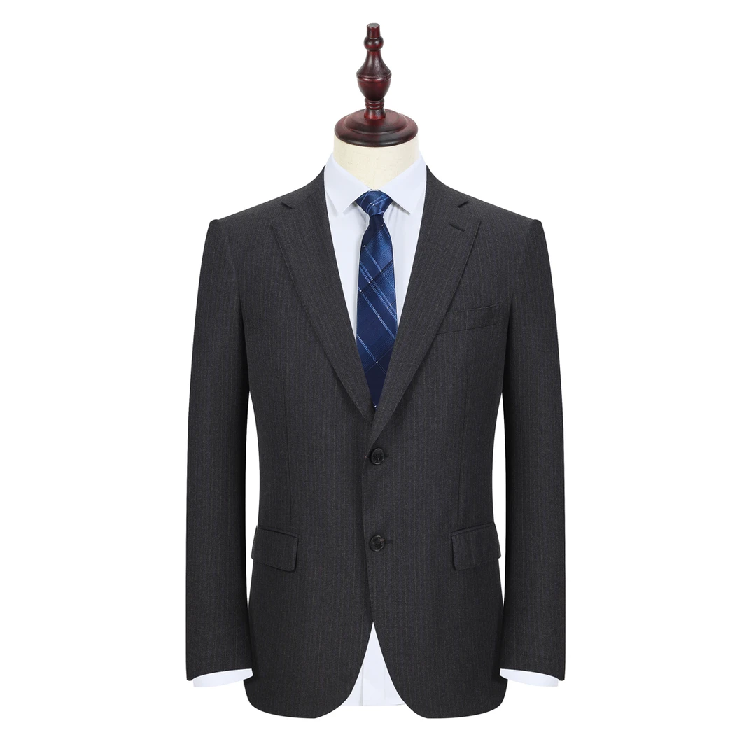 上衣意大利进口面料男士春秋爆款休闲职业西服西装修身秋季条纹