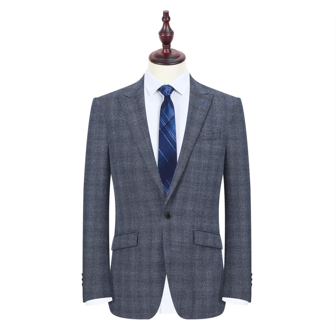 EBB196148 绵羊毛100% 鸟家修身西装男士一粒扣西服双开叉戗驳领