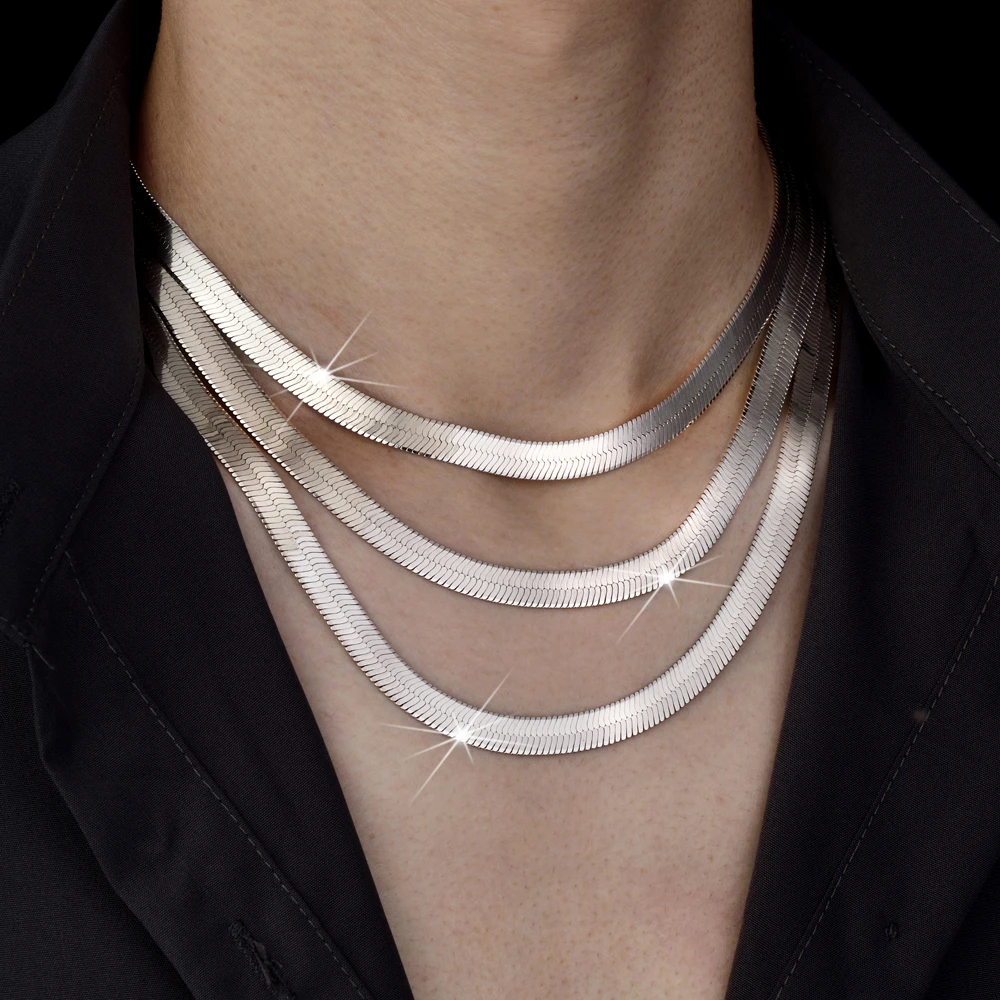 链子925银 纯银刀片项链男女小众轻奢锁骨链纯银简约嘻哈不褪色