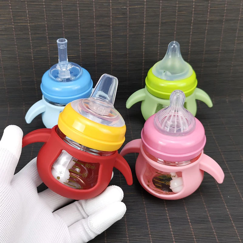 多功能6个月婴儿喝水玻璃80ml迷你小奶瓶1岁宝宝喝果汁日常护理瓶