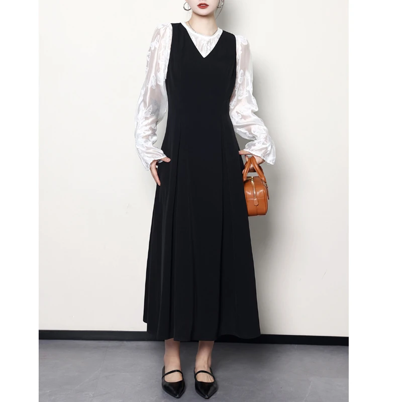 裂渡宣宣【轻氧限定】微胖大码女装早秋显瘦背心裙两件套ZY407H56/7