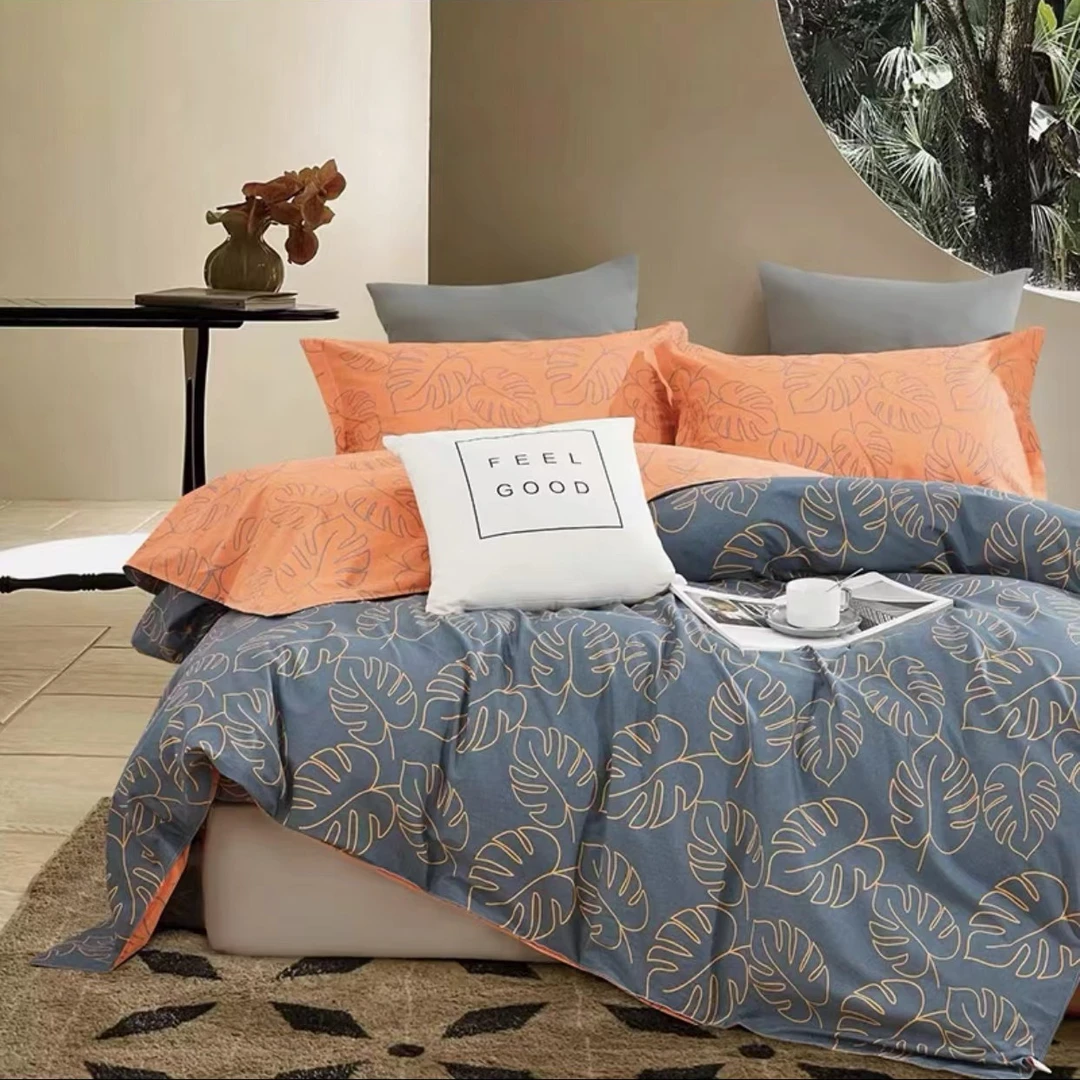 【芭蕉叶四件套】高端纯棉a类四季机洗亲肤柔软床单枕套被罩四件套