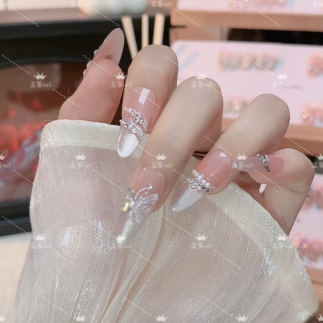 【比翼双飞】纯手工穿戴甲美甲穿戴光疗甲渐变流行纯欲秋冬猫眼系列