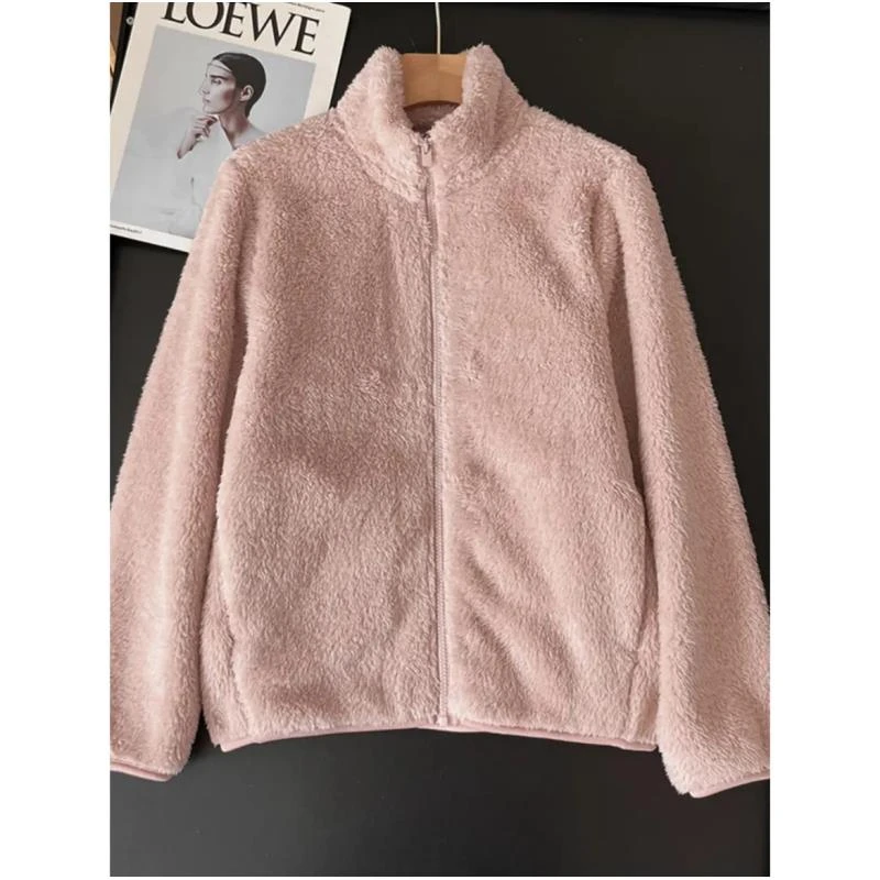 跑量可冲！秋冬女装休闲百搭长毛绒显瘦立领睡衣上装加厚宽松时尚