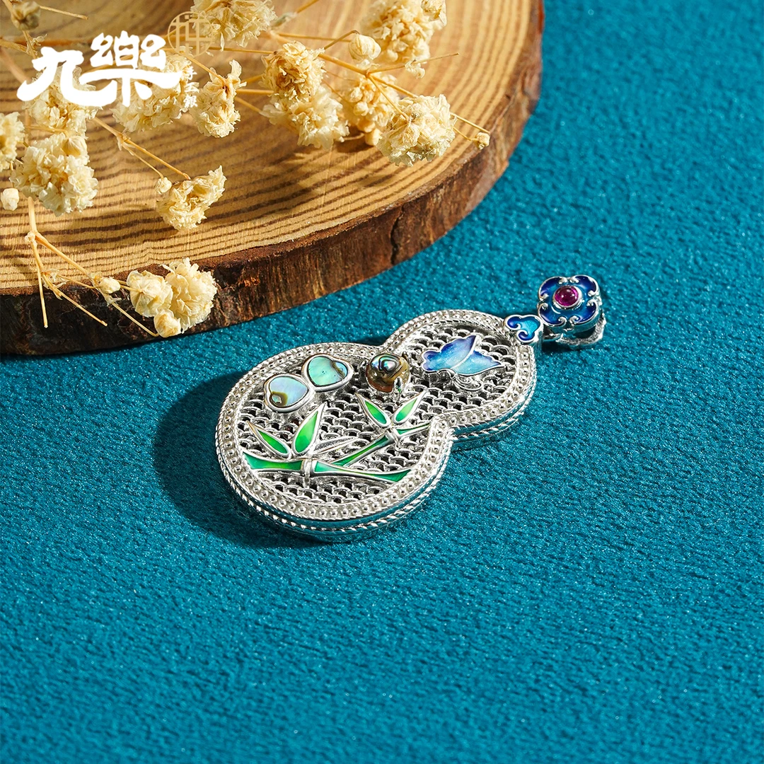 九乐 吊坠925银珐琅 掐丝节节高升葫芦吊坠