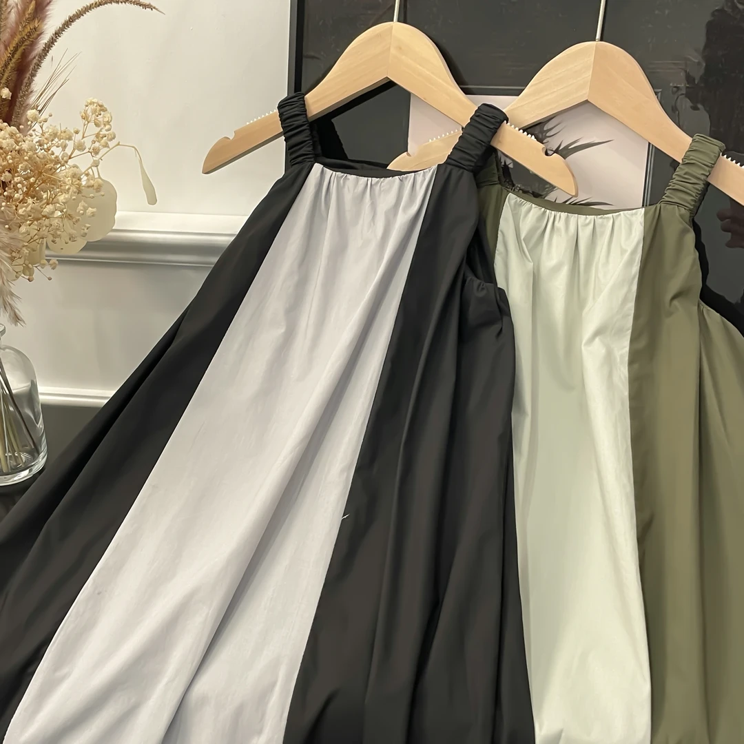 2024夏季新款中大童设计师时尚休闲女童裙韩版纯色气质百搭