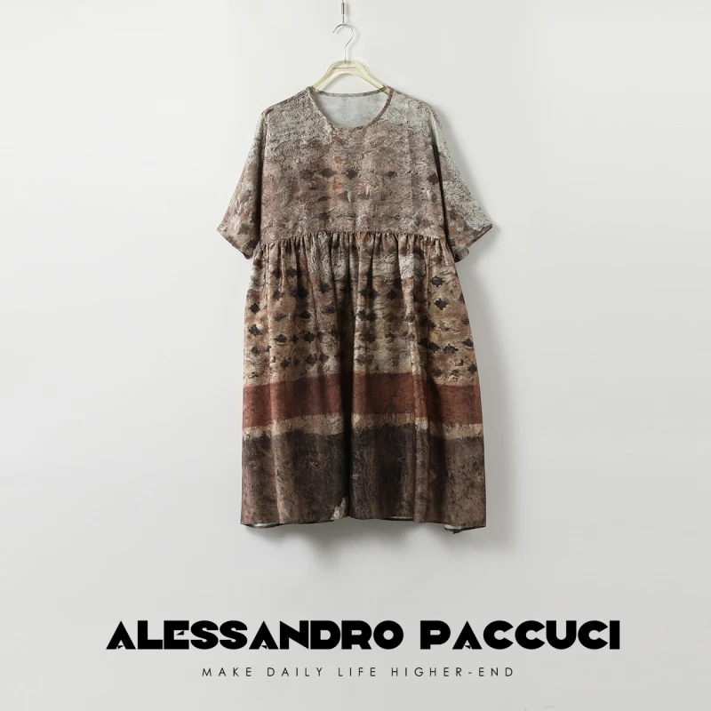 AP洛哥42056LL阔版侘寂风 圆领短袖连衣裙