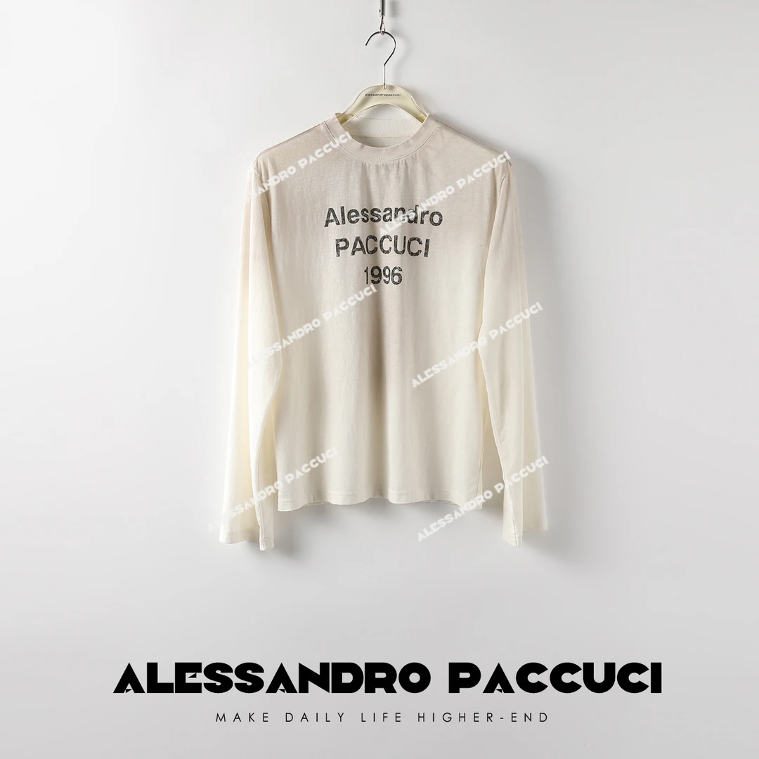 AP洛哥20836X 高阶棉 挺括有型 春季新款圆领打底白色长袖T恤