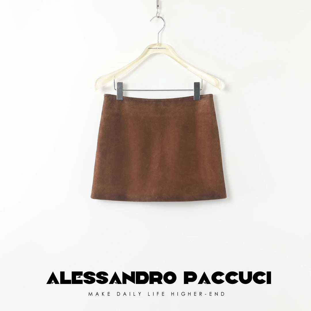 AP洛哥25541【黑标系列】进口绒面羊皮 Pr*da手工擦色/半裙