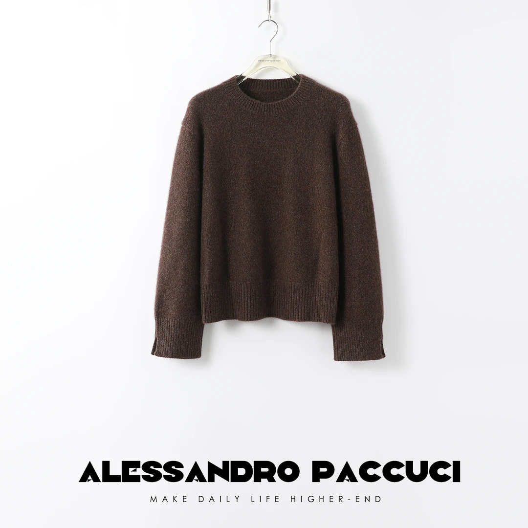 AP洛哥23956X意奢康赛妮羊绒羊毛 简约大方柔软厚实圆领毛衣