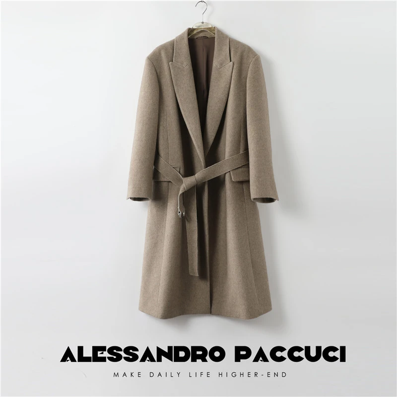 AP洛哥24407 S 帚尾袋貂绒＆羊毛 经典倒T结构感中古西装大衣