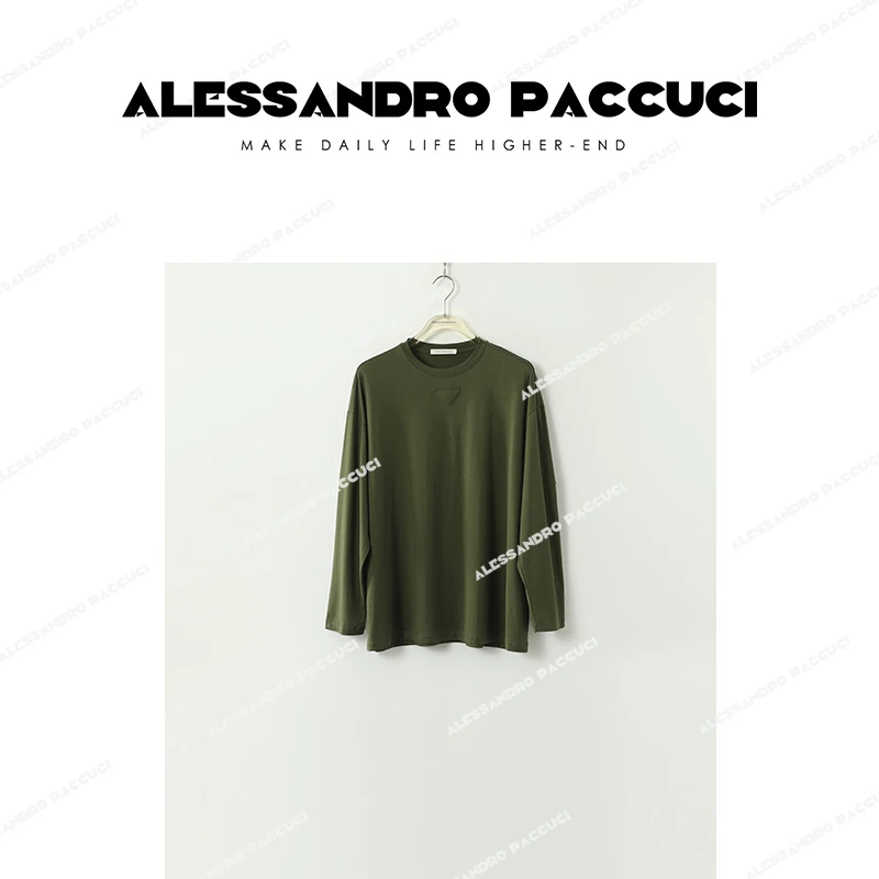 AP洛哥43076TT【定制舒柔】桑蚕丝&长绒棉极简宽松长袖T恤2024秋