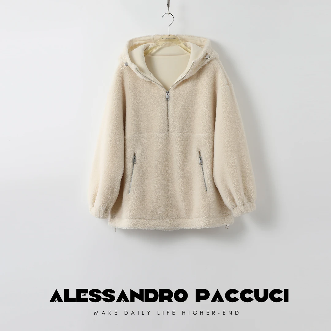 AP洛哥24324X颗粒羊羔绒 半拉链慵懒温暖卫衣