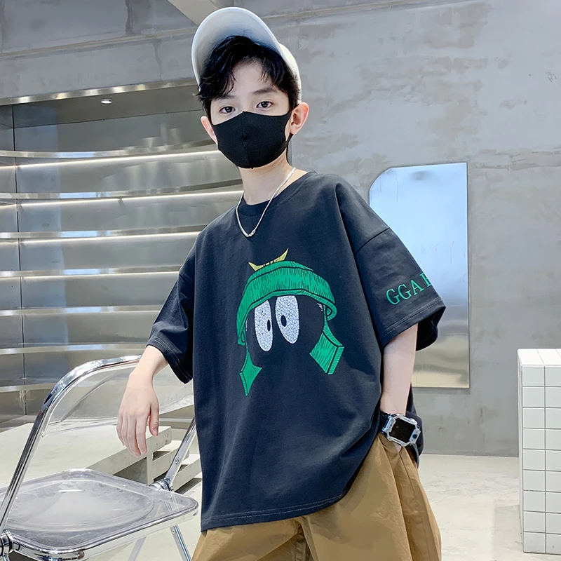 男童夏装T恤2025新款中大童洋气纯棉上衣男孩夏季薄款帅气短袖t恤