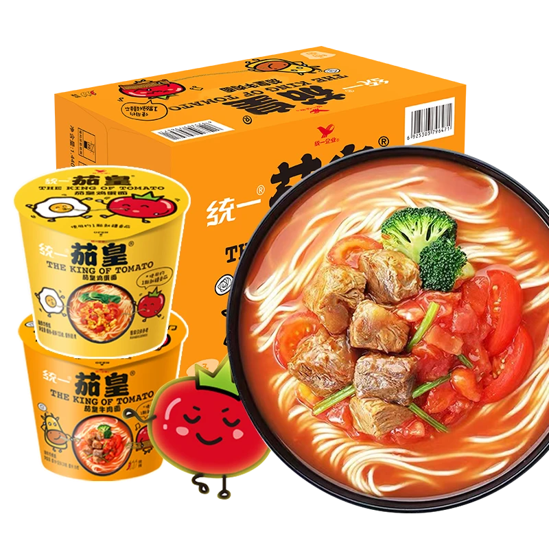 统一 茄皇番茄鸡蛋面新疆番茄牛肉面迷你小杯速食方便面泡面杯面