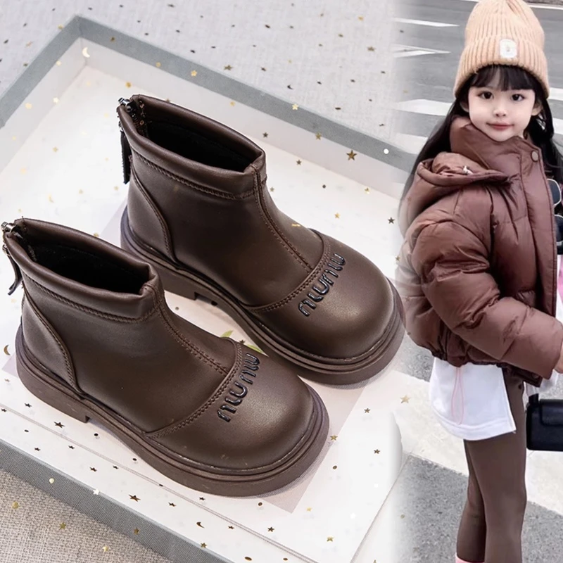ABC马丁靴女童2025新款秋冬儿童靴子加绒男童春秋款女孩短靴女宝