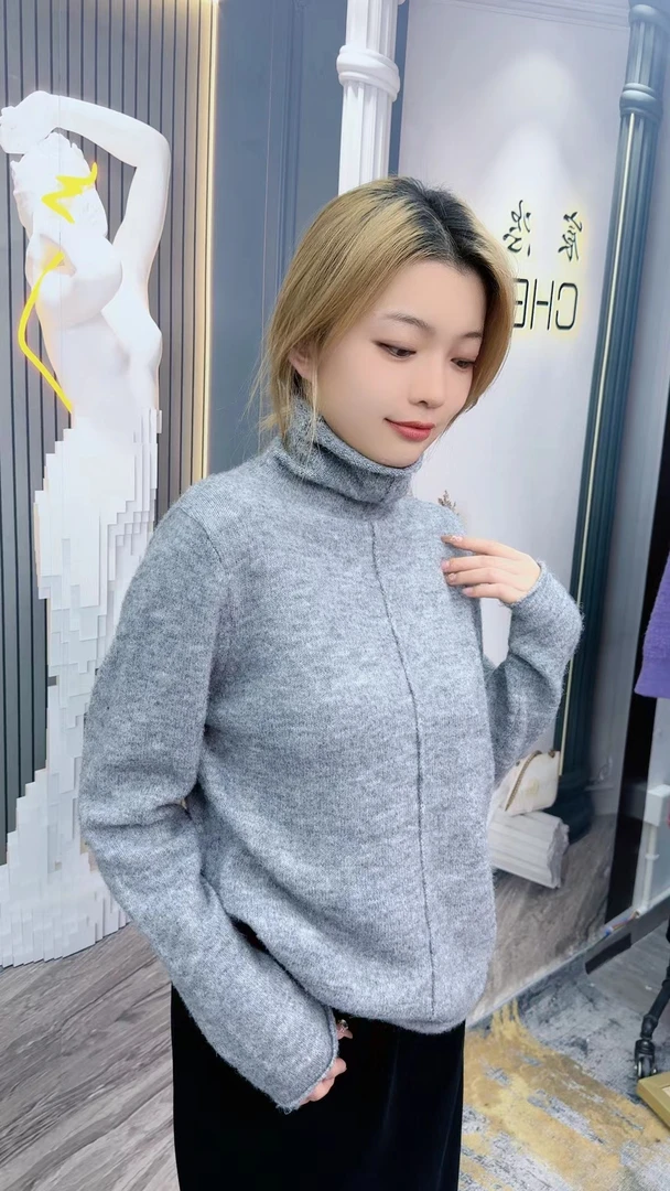 M009纯色网红半高领针织半高领毛百搭打底衫修身时尚休闲秋冬立领