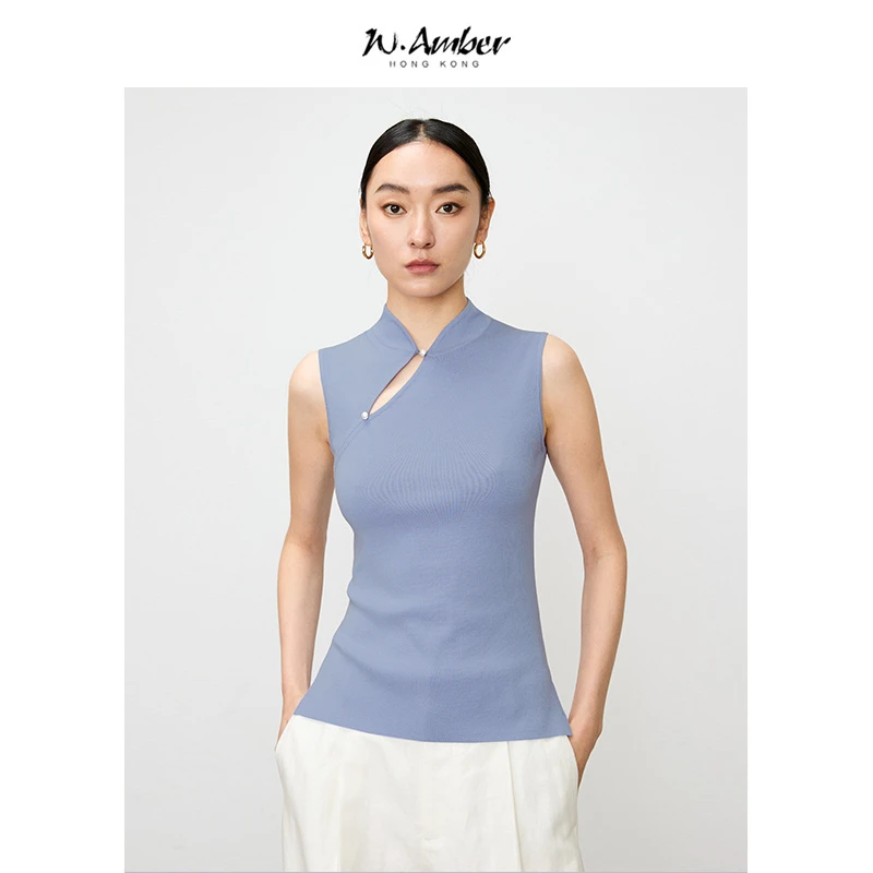 新中式国风无袖针织衫女新款修身显瘦外穿背心上衣