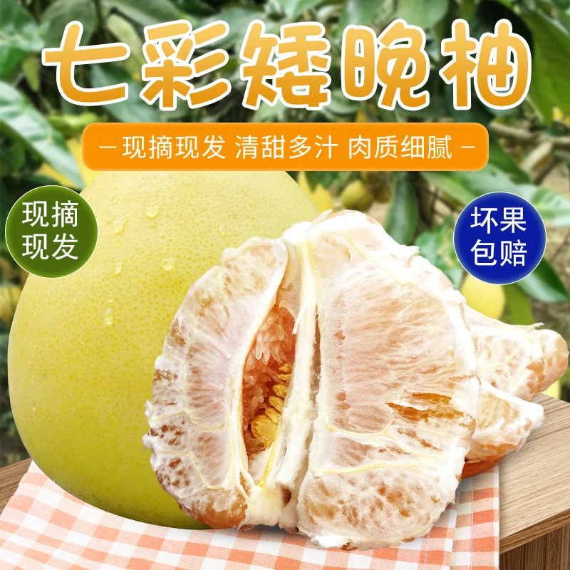 正宗贵州甜蜜大果七彩矮晚柚蜜柚脆嫩香甜可口现摘现发皮薄多汁