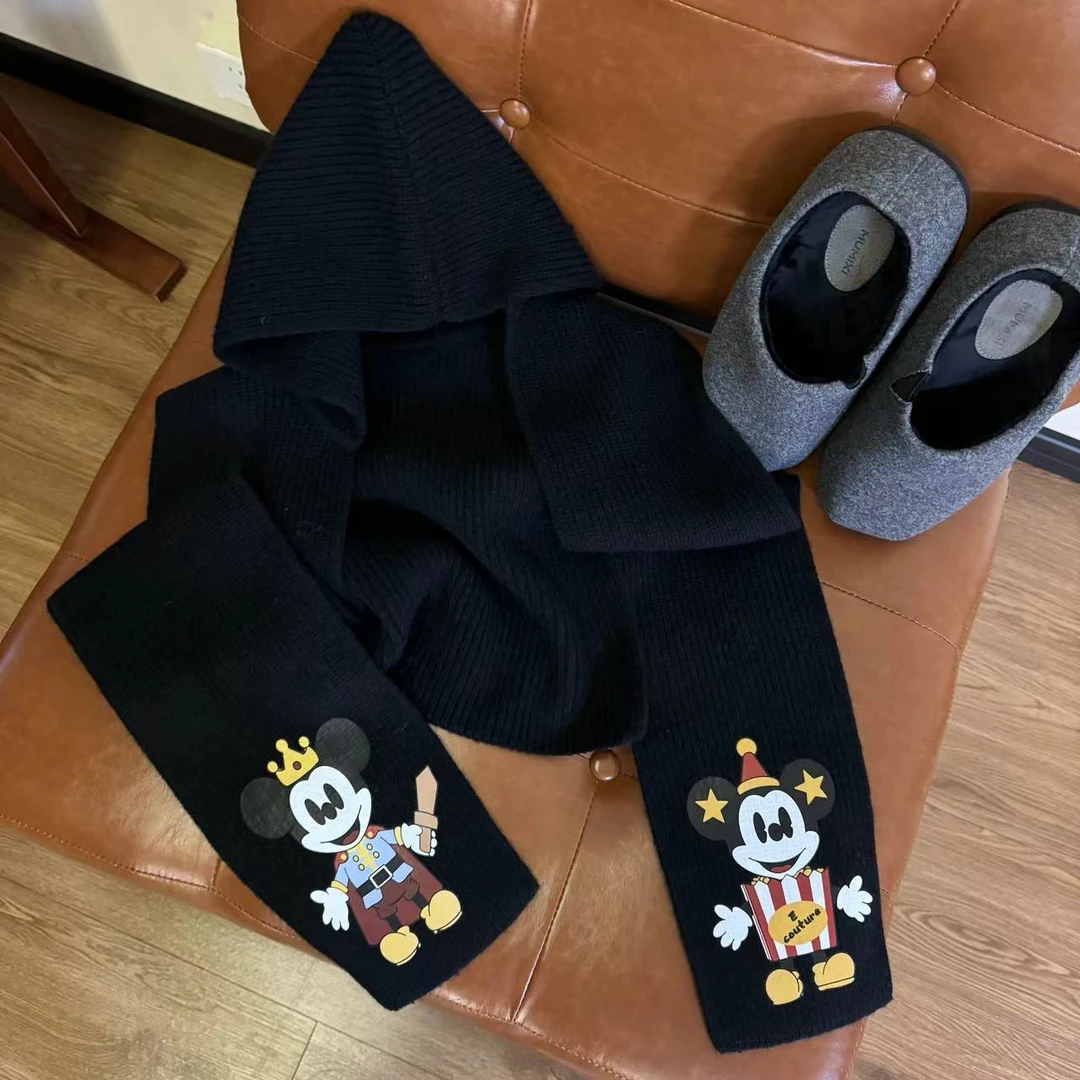 『LZZ』QIANQIAN网红时尚针织秋冬百搭休闲卡通连帽披肩