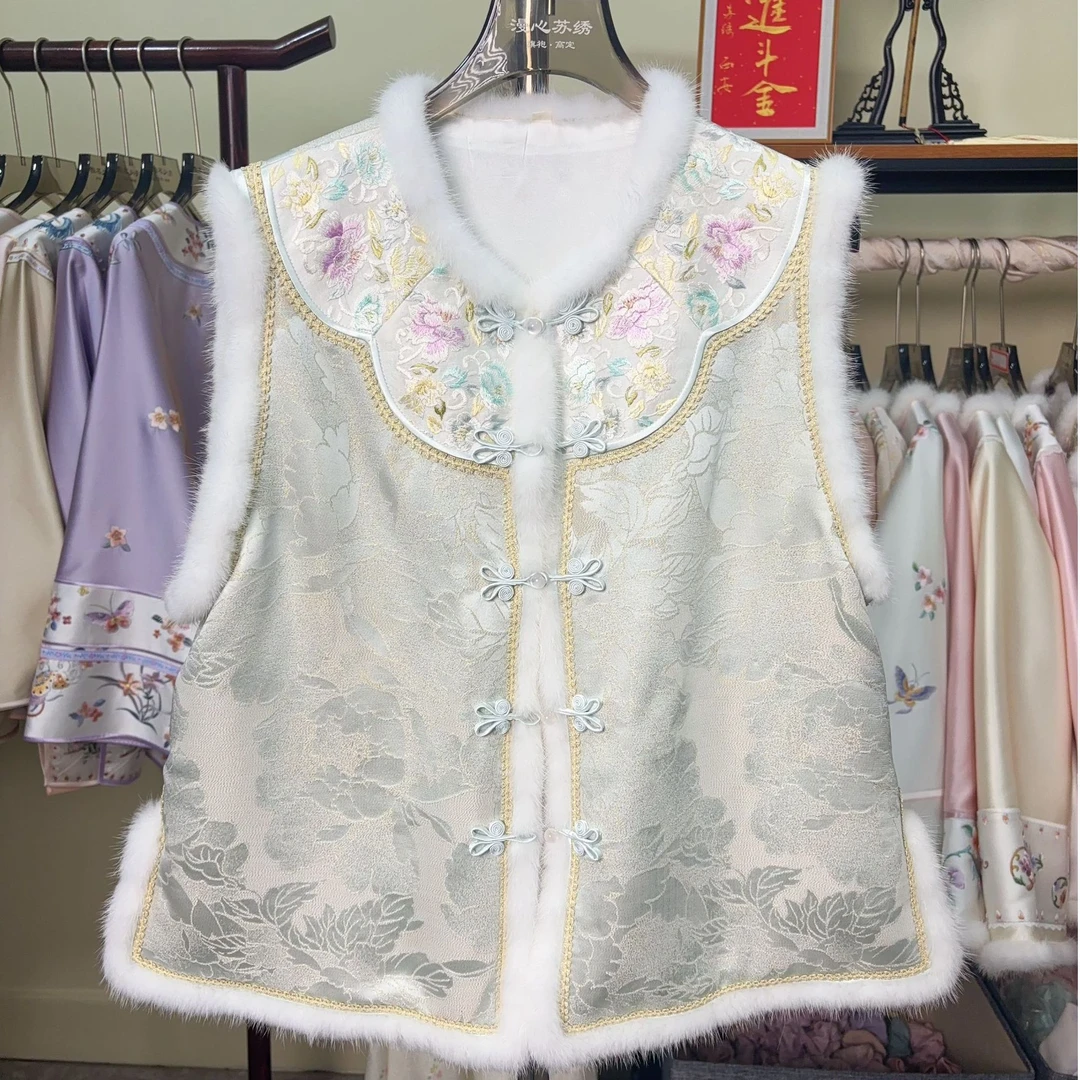 【漫心苏绣】花瓣领棉马甲