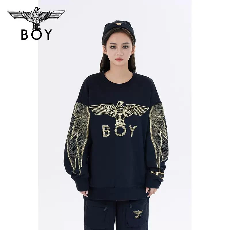 【金鹰化蝶】BOYLONDON潮牌卫衣男女秋冬新款蝴蝶刺绣上衣 N03012