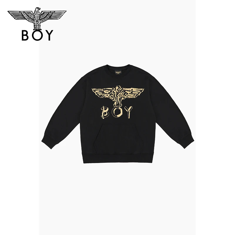 BOYLONDON潮牌套头卫衣男女同款秋冬季新品大LOGO印花上衣 N03011