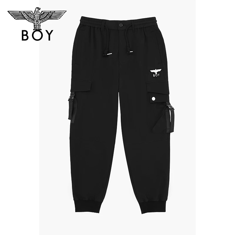 BOYLONDON梭织长裤 男女同款秋冬季新品银色老鹰潮流工装裤N34015