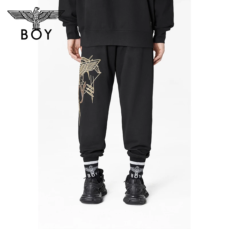 BOYLONDON长裤男女同款春夏季新品刺绣老鹰LOGO潮酷休闲裤 N15015