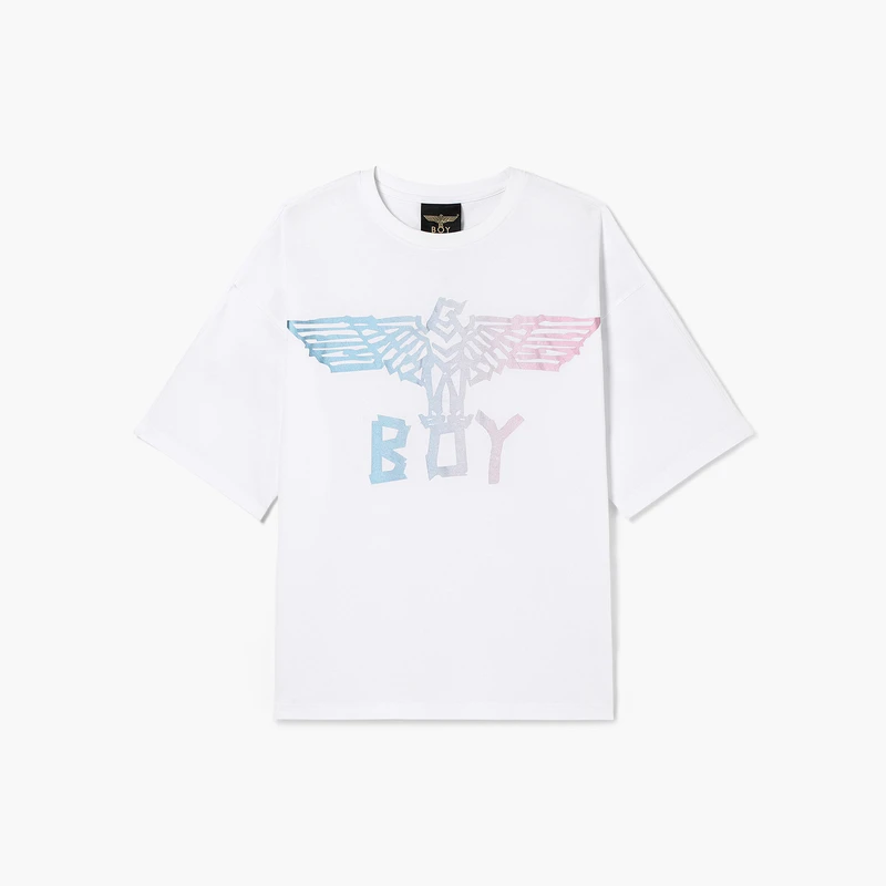 BOYLONDON潮牌情侣款短袖春夏新款渐变LOGO印花时尚百搭T恤N01007