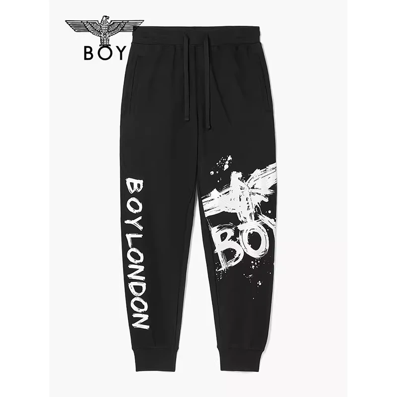 BOYLONDON长裤情侣款春夏季新款立体老鹰烫金宽松束脚卫裤 N15003