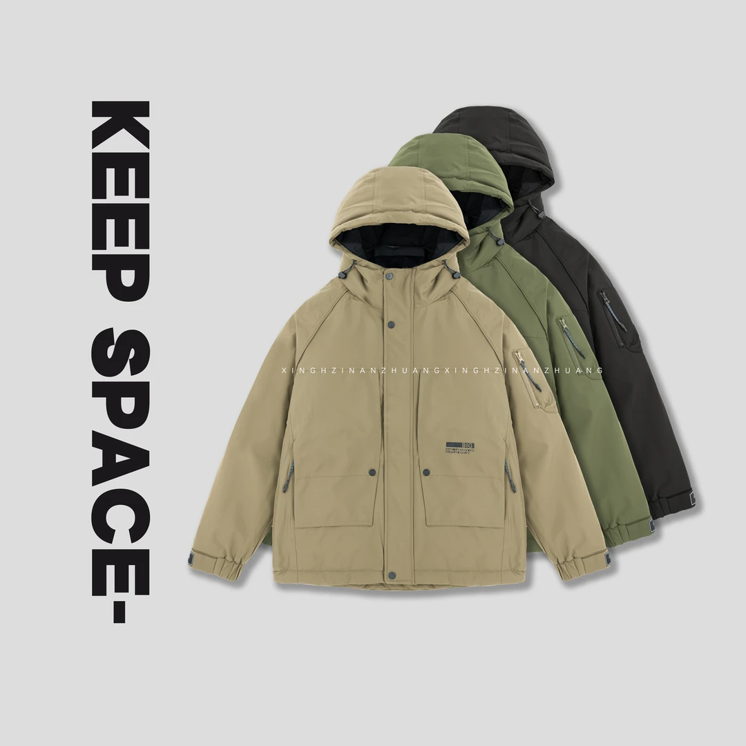 【新国标90绒子】冬季工装户外防风保暖鸭绒连帽羽绒服24411#1012