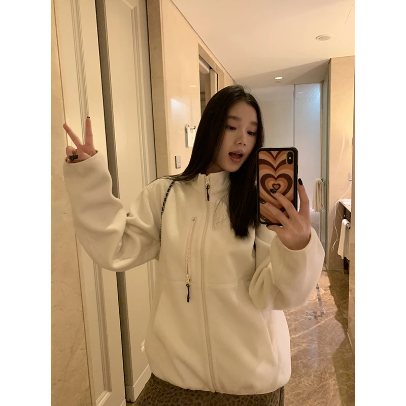 王少女的店【现】浅杏色立领单面呢外套冬厚款保暖女上衣 N25037S43