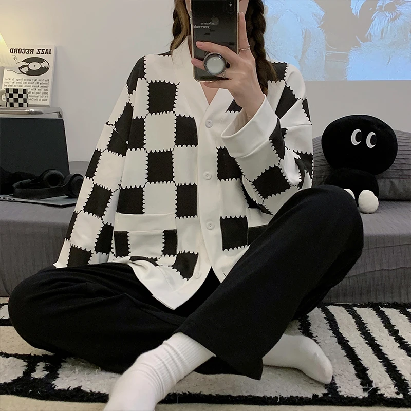 网红爆款睡衣女春秋季开衫长袖家居服2024年新款女睡衣可外穿套装