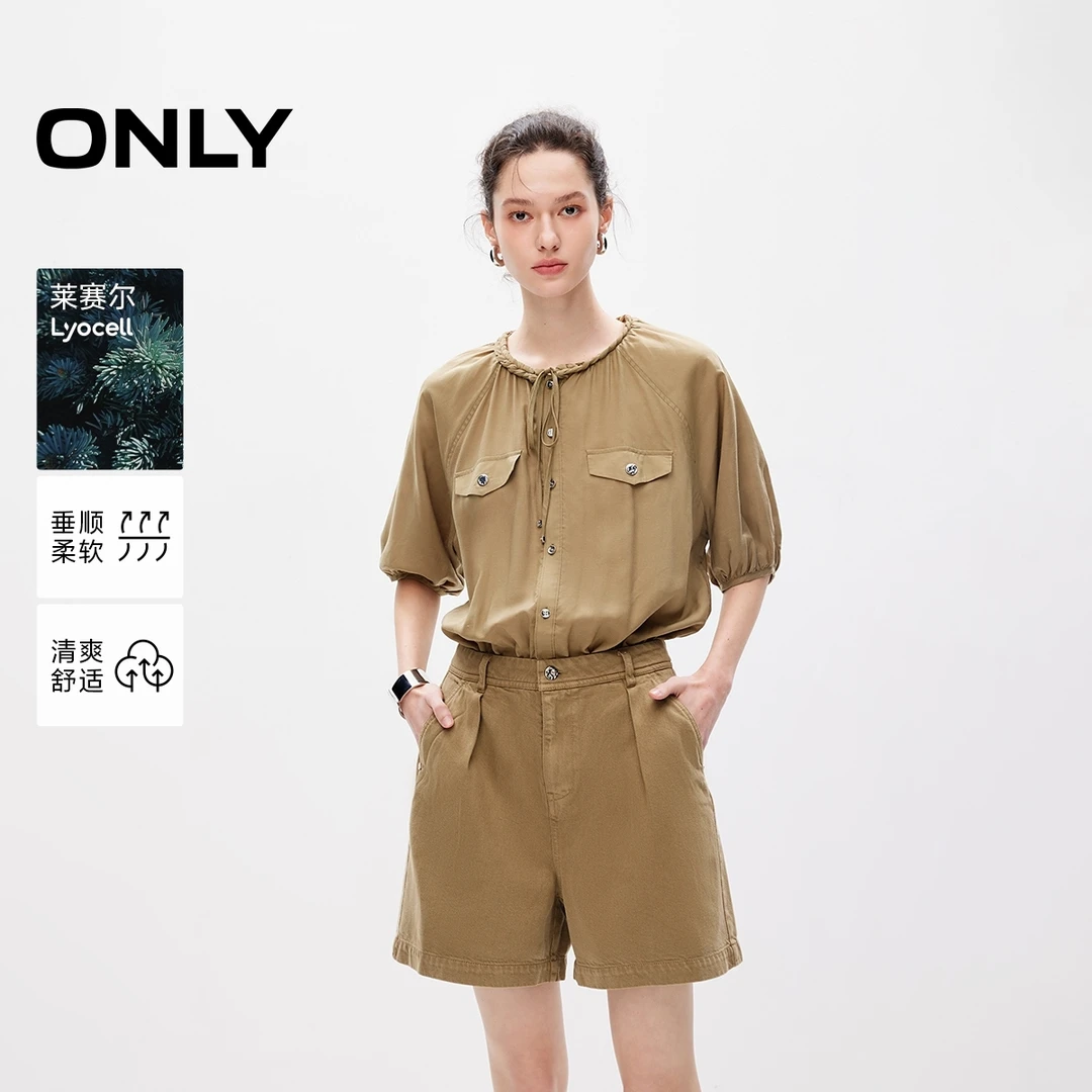 ONLY2025秋季新款时尚气质莱赛尔连体牛仔短裤女|124276001