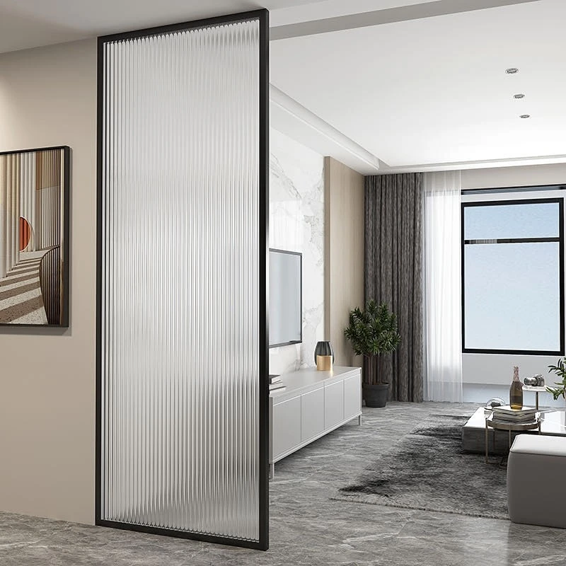 客厅进门入户遮挡不锈钢长虹玻璃屏风阳台卫生间洗手台玄关隔断墙