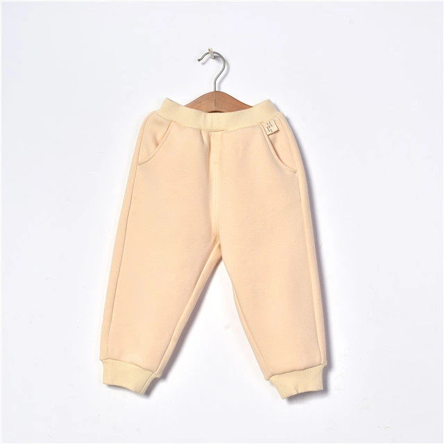 朴素耕TQ04米黄色加绒卫裤裤子纯棉儿童保暖保暖/加绒裤子