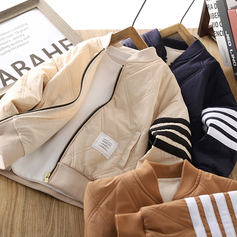 男童加厚外套秋冬装2024新款儿童棒球服春秋男孩立领防风保暖上衣